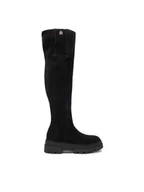 Kozaki damskie - Tommy Hilfiger Muszkieterki Suede Over-The-Knee Boot FW0FW08159 Czarny - miniaturka - grafika 1