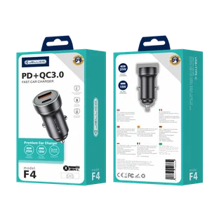 JELLICO ładowarka samochodowa F4 PD 20W 1xUSB-C + 1xUSB QC3.0 + kabel Lightning Czarny - Ładowarki samochodowe - miniaturka - grafika 1