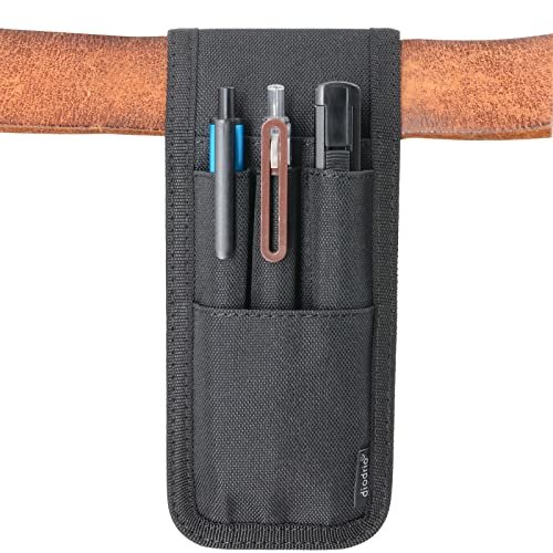 Uchwyt na długopis, etui na ołówki, etui na długopis, futerał na pasek, pomieści wiele długopisów, mieści linijkę 15 cm, 2 długopisy i marker. Wykonany z trwałych tkanin, zdejmowany, czarny.