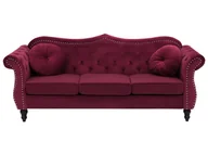 Sofy i kanapy - Beliani Sofa 3-osobowa welurowa bordowa SKIEN - miniaturka - grafika 1