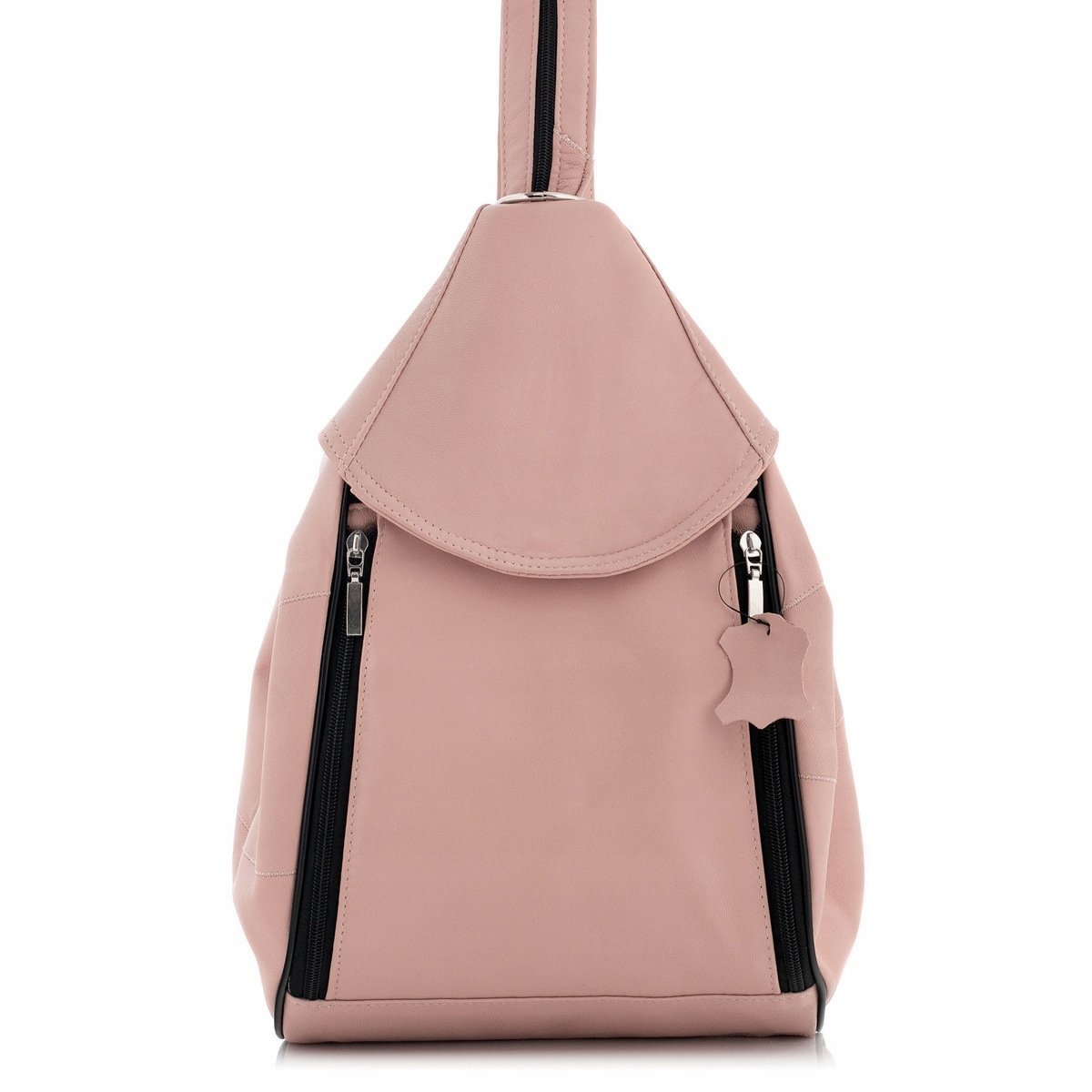 Torebka Plecak 2w1 Pudrowy Nude Damski Skórzany Elegancki Rene Belveder