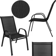 Fotele i krzesła ogrodowe - Krzesła ogrodowe 2 szt. zestaw metalowe do 120 kg, na taras balkon czarne UNIWERSALNY - miniaturka - grafika 1