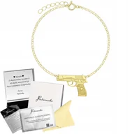 Bransoletki - Bransoletka Złota PISTOLET Łańcuszek SREBRO 925 Prezent GRAWER GRATIS - miniaturka - grafika 1