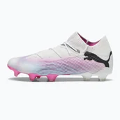 Piłka nożna - Buty piłkarskie PUMA Future 7 Ultimate FG/AG puma white/puma black/poison pink - miniaturka - grafika 1