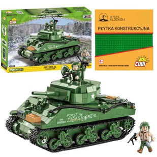 KLOCKI COBI CZOŁG Sherman M4A3E2 Jumbo 2550 POJAZD WOJSKOWY WWII WW2 WOJSKO ARMIA KOMP. Z + PŁYTKA - Klocki - miniaturka - grafika 1