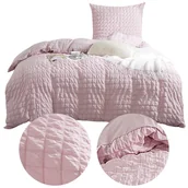 Pościel - Pościel 140 x 200 2cz Kora Jednolita Creasy Puder - miniaturka - grafika 1