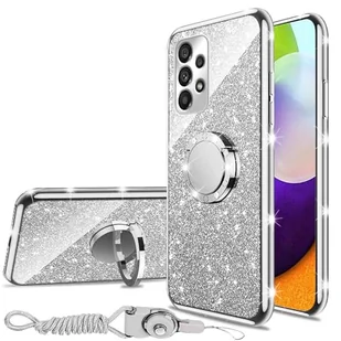 nancheng Etui do Samsung Galaxy A52 5G, urocze dziewczyny, kobiety, brokat, luksusowe, silikonowe etui na telefon ze strasem, z diamentowym pierścieniem, stojakiem, paskiem na smycz, etui do Samsung - Etui i futerały do telefonów - miniaturka - grafika 1