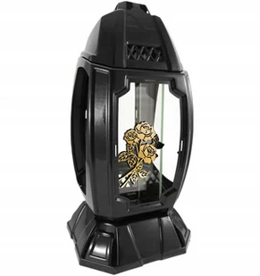 Unikatowy czarny znicz kapliczka lampion szklany DUŻY 37 cm! Złoty dekor - Lampiony i znicze - miniaturka - grafika 1