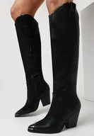 Kozaki damskie - Czarne Kozaki Hemfyr - miniaturka - grafika 1