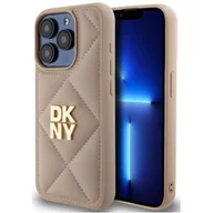 Etui i futerały do telefonów - Etui DKNY Quilted Stack Logo do Apple iPhone 15 Pro Beżowy - miniaturka - grafika 1