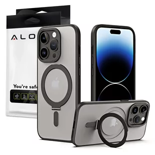 Etui pancerne Alogy Stand Ring Case obudowa ochronna na telefon do MagSafe do Apple iPhone 14 Pro Czarne + Szkło - Etui i futerały do telefonów - miniaturka - grafika 2