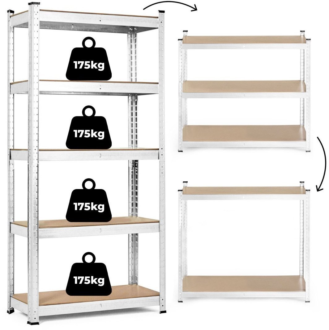 Regał magazynowy 180x90x30 cm stal galwanizowana 5 półek 875 kg ModernHome