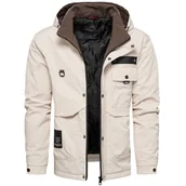 Kurtki męskie - Kurtka męska przejściowa beżowa z kapturem Recea - miniaturka - grafika 1