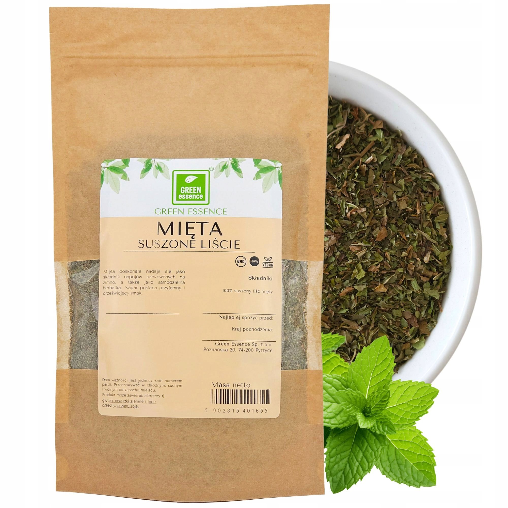 Mięta suszona liść mięty 100g liście Miętowe Naturalna Herbata Zioło Zioła