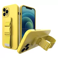 Etui i futerały do telefonów - Rope case żelowe etui ze smyczą łańcuszkiem torebka smycz iPhone 12 mini żółty - miniaturka - grafika 1