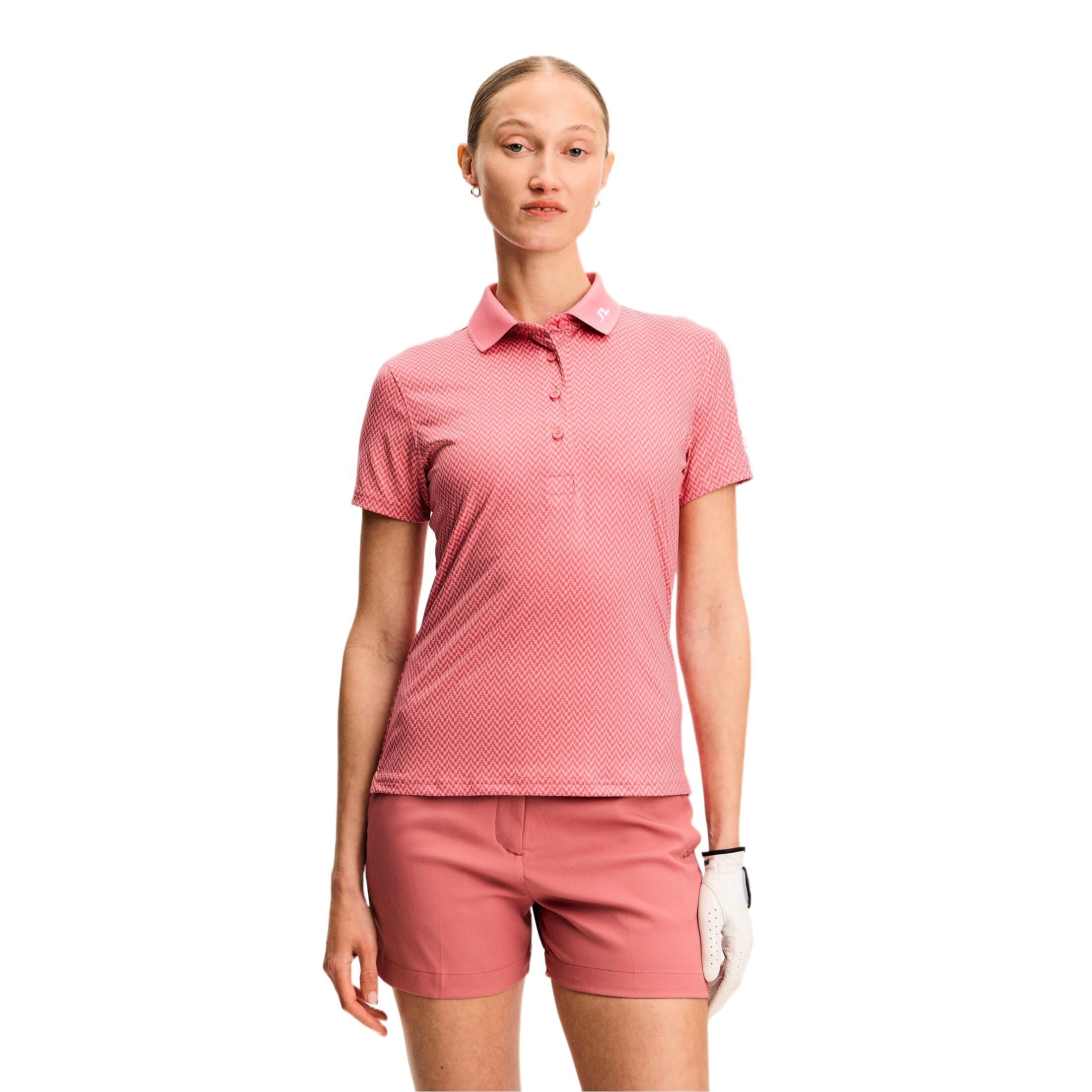 Koszulka damska J.Lindeberg Tour Tech Print Polo Bridge Stack Rose L