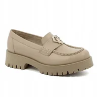 Mokasyny damskie - BEŻOWE MOKASYNY CARINII B9246-S46 SKÓRA NATURALNA LICOWA R.36 - miniaturka - grafika 1