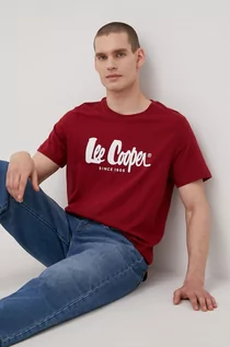 Koszulki męskie - Lee Cooper t-shirt bawełniany kolor bordowy z nadrukiem - grafika 1