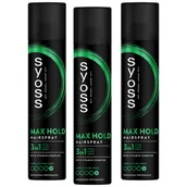Kosmetyki do stylizacji włosów - Bardzo mocny spray do włosów Max Hold Syoss 3x300 ml - miniaturka - grafika 1