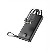 Powerbanki - Veger Power bank C10 10 000mah Micro + Usb-C + Lightning 8-Pin Czarny W1116 - miniaturka - grafika 1