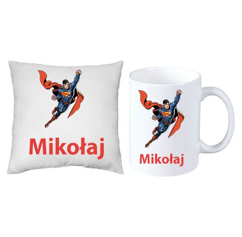 Superman DC Comic ZESTAW PODUSZKA + KUBEK + IMIĘ