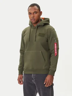 Alpha Industries Bluza Red Stripe 178314 Zielony Regular Fit - Bluzy męskie - miniaturka - grafika 1