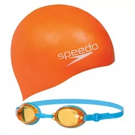 Pływanie - Zestaw okularki i czepek dziecięcy speedo jet junior swim set - miniaturka - grafika 1