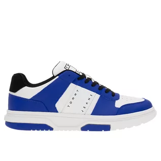 Buty sportowe męskie - Buty Tommy Jeans TJM Leather Cupsole 2.0 EM0EM01283-0K5 - białe - grafika 1