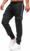 Spodnie sportowe męskie - Czarne bojówki spodnie męskie dresowe Denley JX9395 - miniaturka - grafika 1