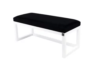 Ławka na buty LPG-2 120cm EMRAWOOD drewno lite kolor biały siedzisko gładkie kolor czarny - Ławki do przedpokoju - miniaturka - grafika 1