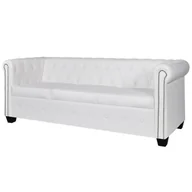 Sofy i kanapy - Chesterfield vidaXL Biała 3-osobowa sofa - miniaturka - grafika 1