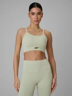 Bielizna sportowa damska - 4F Biustonosz treningowy bezszwowy z niskim wsparciem damski - zielony XS/S - miniaturka - grafika 1