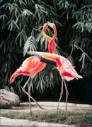 Plakaty - Plakat, Tańczące flamingi, 70x100 cm - miniaturka - grafika 1
