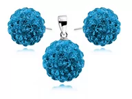 Zestawy biżuterii dla kobiet - Valerio.pl Elegancki srebrny komplet kuleczki capri blue Swarovski 12mm shamballa srebro 925 CRH0010EZ12 CRH0010EZ12 - miniaturka - grafika 1