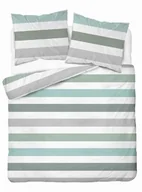 Pościel - Detexpol Pościel satynowa 160x200 biała szara zielona pasy 5053B Home Satin 27 - miniaturka - grafika 1