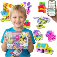 Klocki - 500 KLOCKÓW W PUDEŁKU ZESTAW PODRÓŻNY DLA DZIECKA Klocki Konstrukcyjne Wafle Dla Syna Córki Na Święta + EBOOK-1 - miniaturka - grafika 1