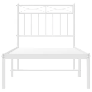 Metalowa rama łóżka z wezgłowiem, biała, 75x190 cm Lumarko! - Łóżka - miniaturka - grafika 4