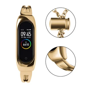 Zamienna metalowa opaska bransoleta łańcuszek pasek do Xiaomi Mi Band 6 / 5 / 4 / 3 złoty - Etui i futerały do telefonów - miniaturka - grafika 7