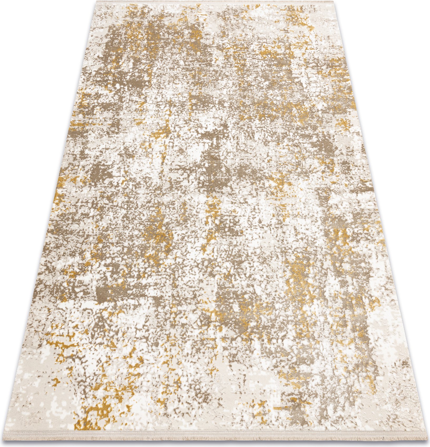 Dywan DUKE 51546 beż / złoty - Vintage, strukturalny, bardzo miękki, frędzle beżowy 240x330 cm