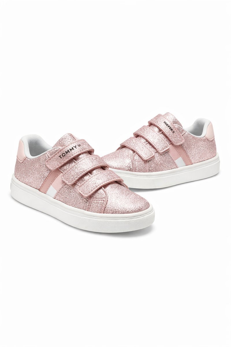 TOMMY HILFIGER SPORTOWE RÓŻOWE BUTY DZIECIĘCE Z RZEPEM 27 1I3A
