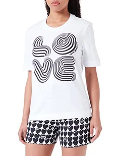 Love Moschino Damska koszulka o regularnym kroju z krótkim rękawem, Optical White, rozmiar 38, optical white, 38 - Koszulki i topy damskie - miniaturka - grafika 1