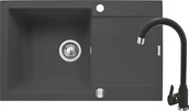 Zlewozmywaki z baterią - ZESTAW PYRAMIS SPARTA PLUS (78x48) 1B 1D + LUNGO karbon (czarny mat) (070053001L) - miniaturka - grafika 1