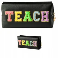 Kosmetyczki, organizery i kuferki - Kosmetyczka Damska Z Naszywka Elegancka Na Kosmetyki Organizer Podrozny - miniaturka - grafika 1