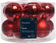 Bombki - Kaemingk Zestaw 12 szklanych bombek choinkowych 5cm czerwone błyszczące matowe - miniaturka - grafika 1