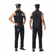 Stroje karnawałowe - Strój Policjanta Dla Mężczyzn Stróż Prawa Przebranie Halloween Karnawał M - miniaturka - grafika 1