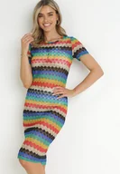 Sukienki - Wielokolorowa Ażurowa Sukienka Pudełkowa Jacques - miniaturka - grafika 1