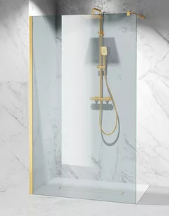 Ścianka prysznicowa 150 cm okucia złoty mat szkło 8mm Swiss Liniger - Ścianki i drzwi prysznicowe - miniaturka - grafika 1