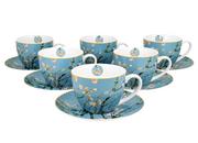 Filiżanki - Filiżanki do  kawy i herbaty porcelanowe ze spodkami DUO Almond Blossom Vincent Van Gogh 280 ml 6 szt - miniaturka - grafika 1