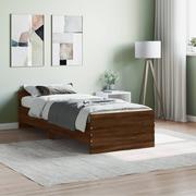 Łóżka - vidaXL Rama łóżka, brązowy dąb, 75x190 cm, materiał drewnopochodny - miniaturka - grafika 1