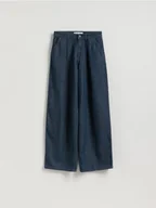 Spodnie damskie - Reserved - Jeansy wide leg z zakładkami - granatowy - miniaturka - grafika 1